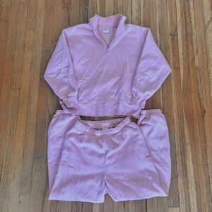 Aritzia TNA Sweatfleece Cozy Fleece Pink Sweatsuit S